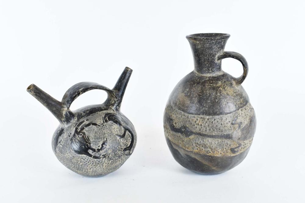 TWO PRE-COLUMBUIAN BLACK EARTHENWARE