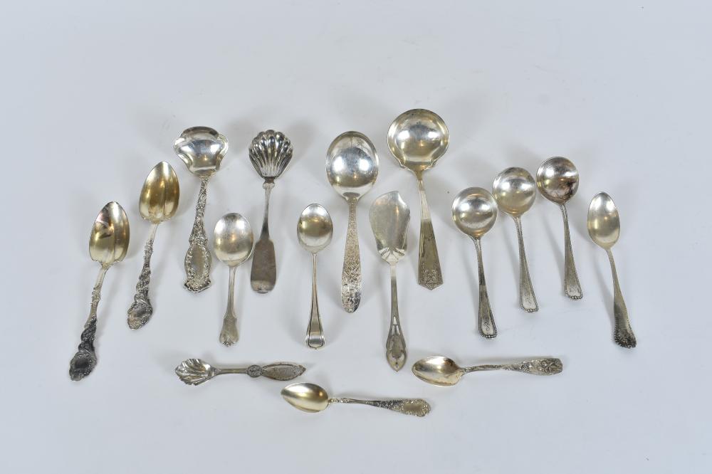 SIXTEEN MISCELLANEOUS SILVER SPOONSVariously