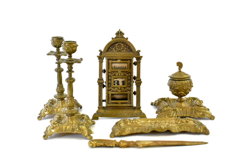 GERMAN GILT BRONZE SIX PIECE DESK 3537a2