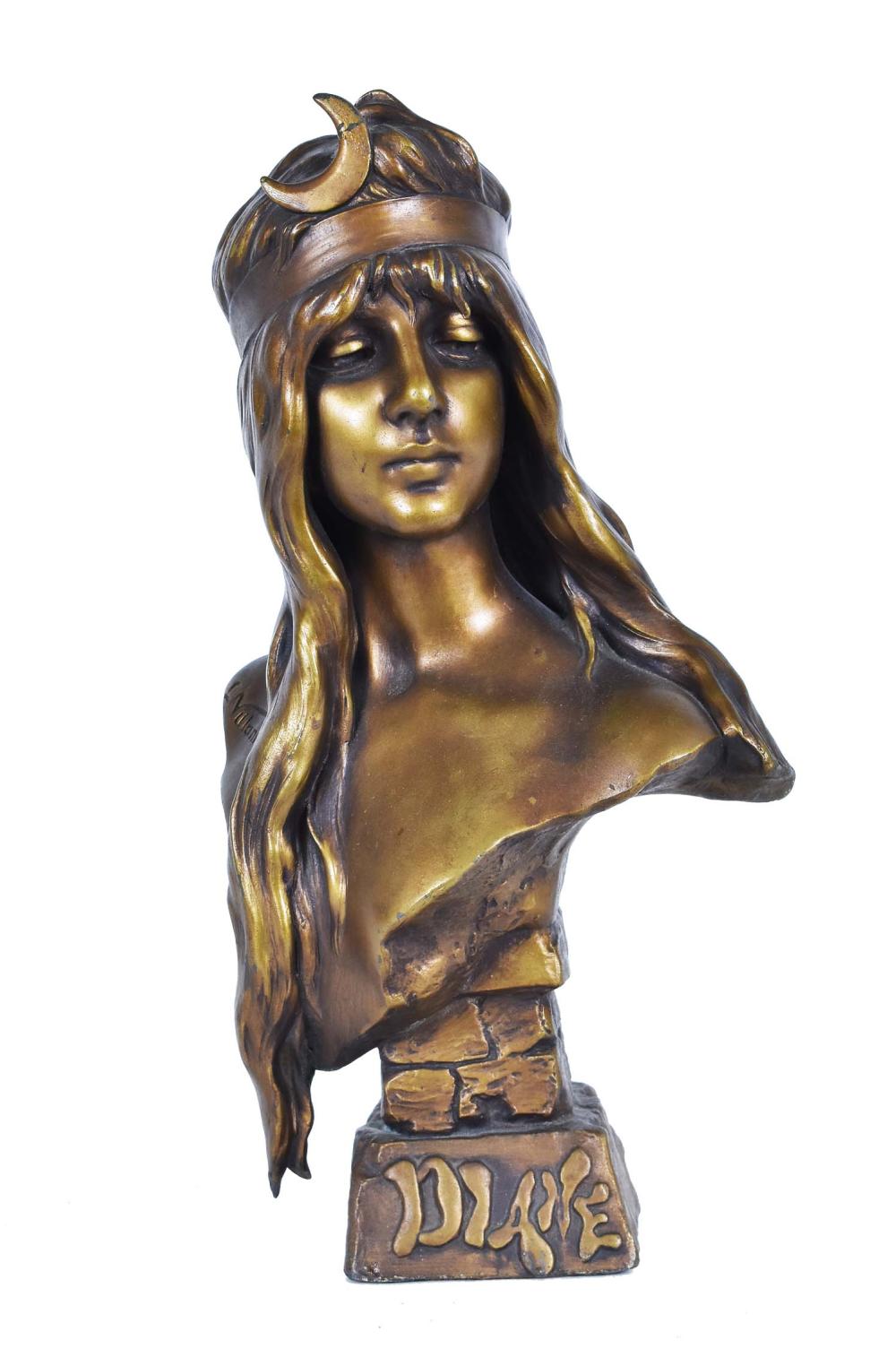 FRENCH PATINATED METAL BUST OF