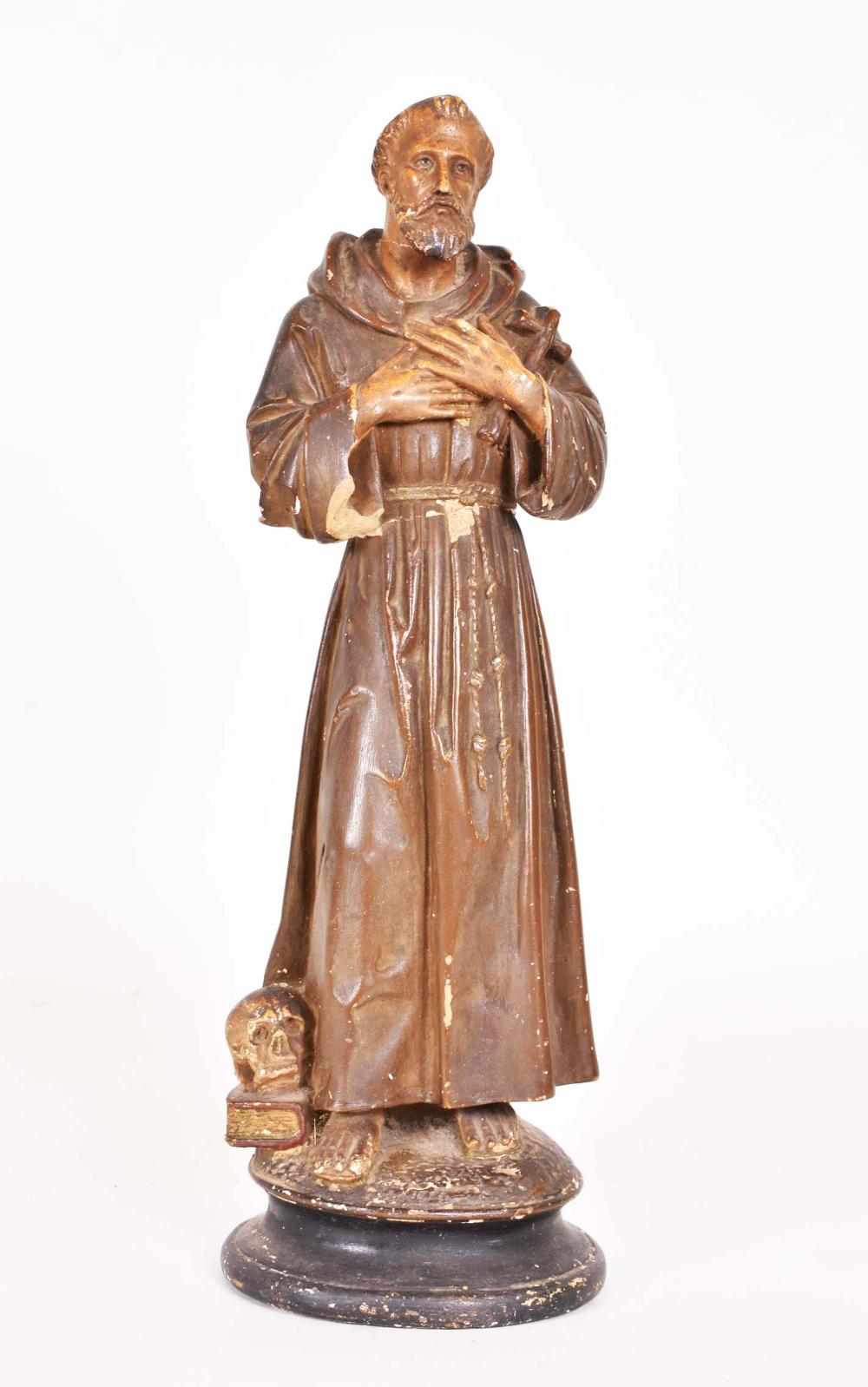 PAINTED PLASTER FIGURE OF A MALE SAINT20th