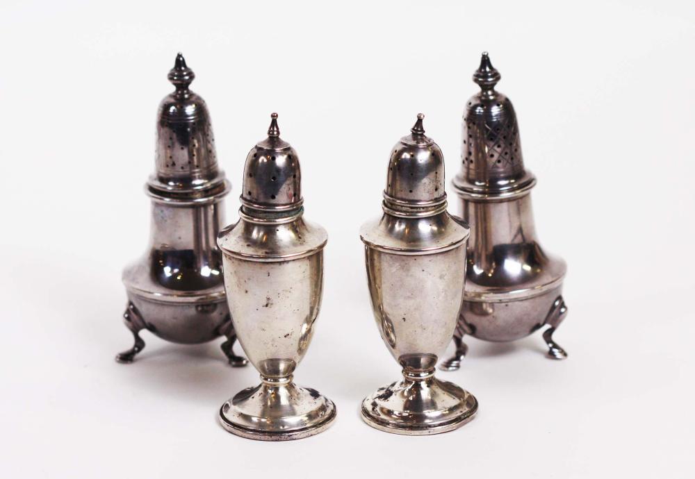 TWO PAIRS OF SILVER SALT PEPPER 3537fd