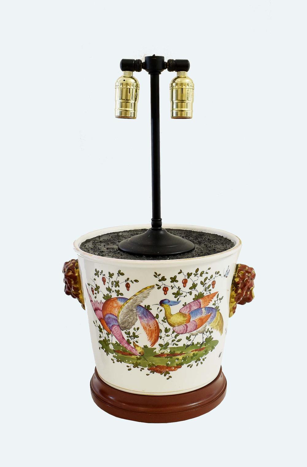 FRENCH PORCELAIN PAIL NOW MOUNTED 353811