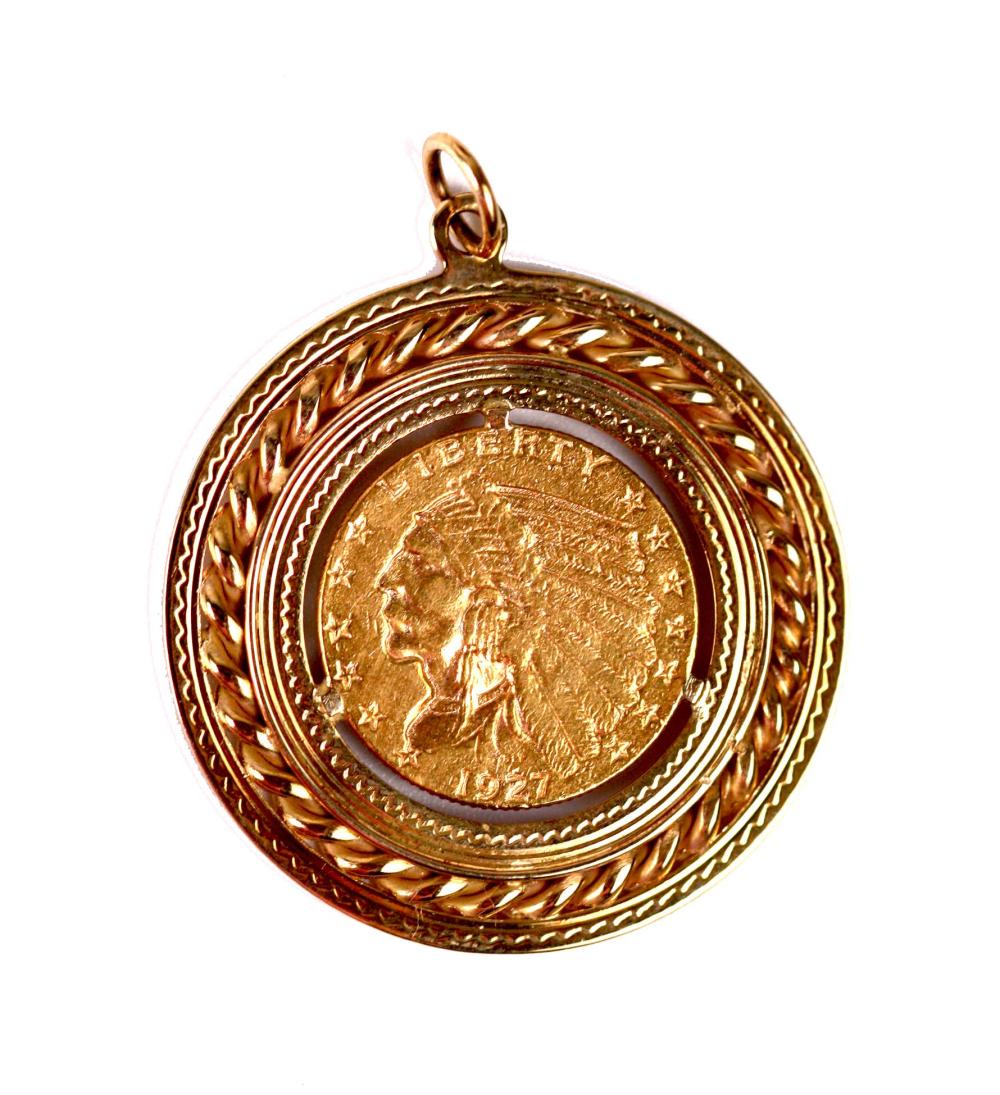 14KT YELLOW GOLD PENDANT WITH GOLD