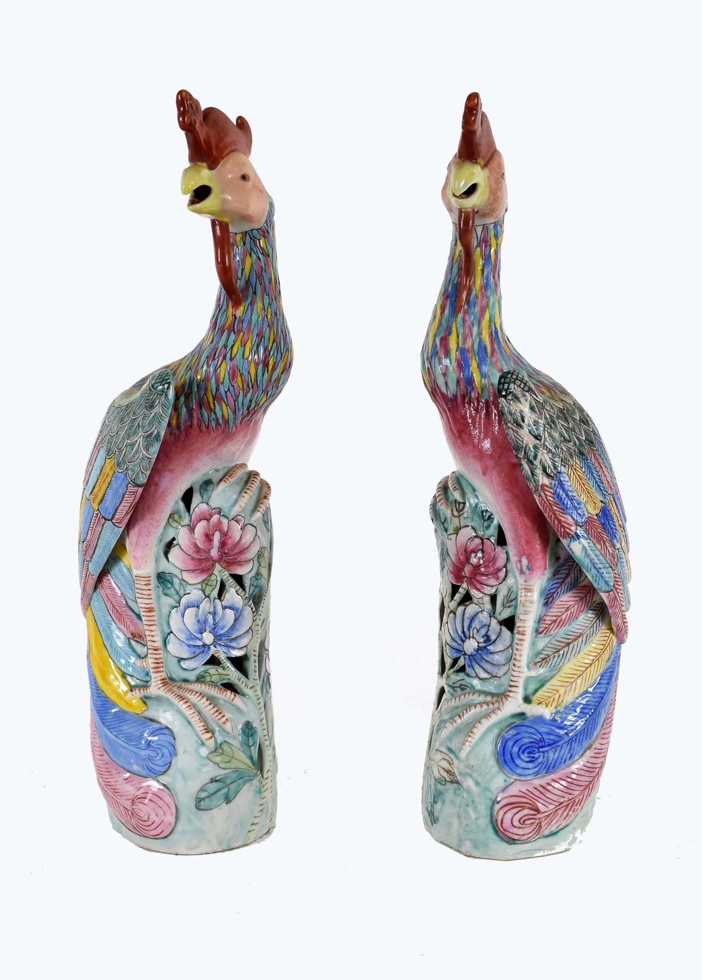 PAIR OF CHINESE EXPORT PORCELAIN PHEASANTS20th