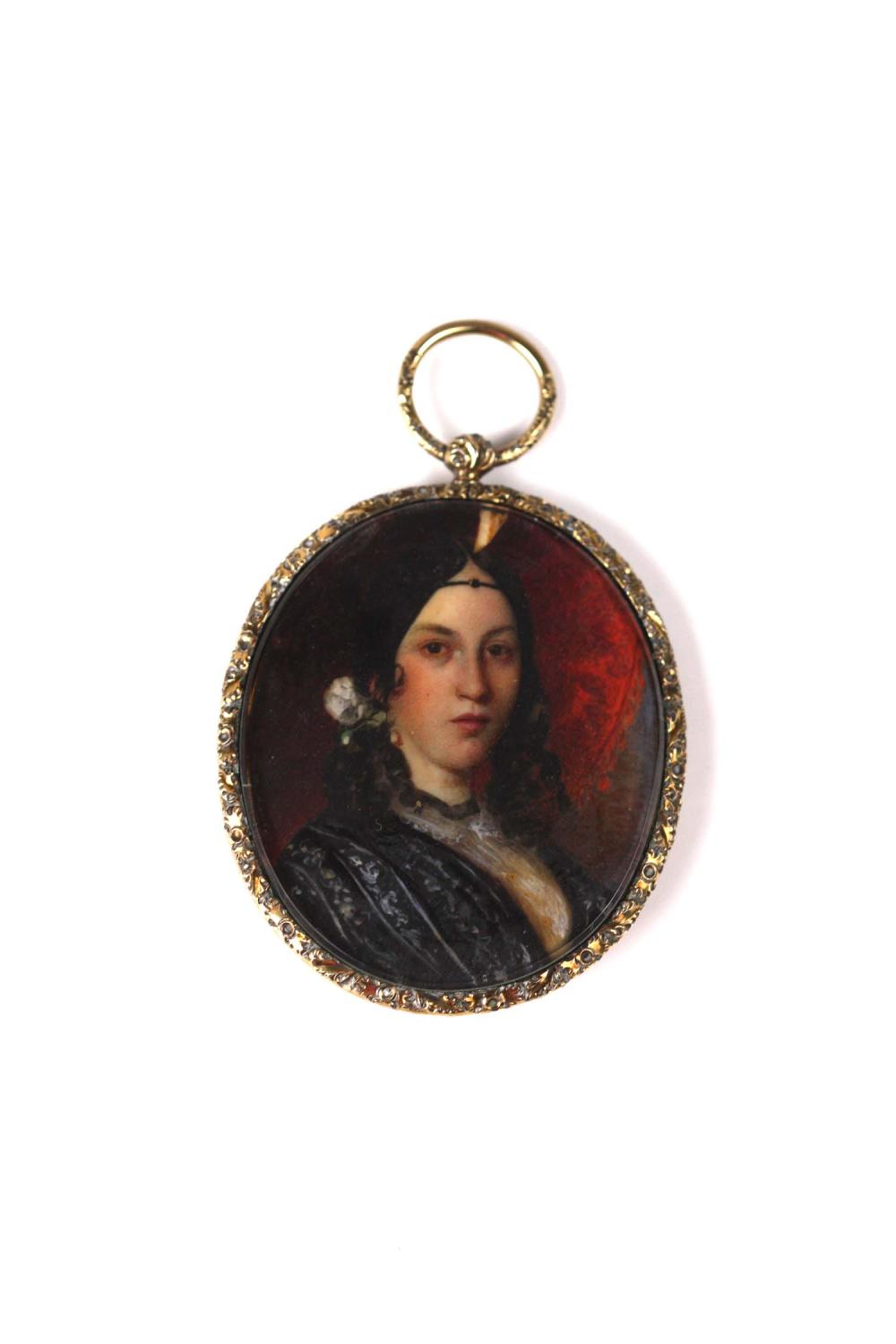 ANTIQUE OVAL PORTRAIT MINIATURE 35388e