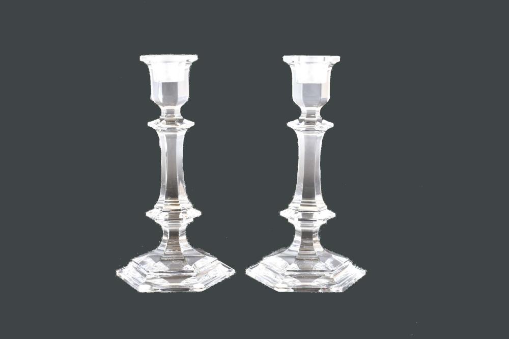 BACCARAT COLORLESS GLASS CANDLESTICKS