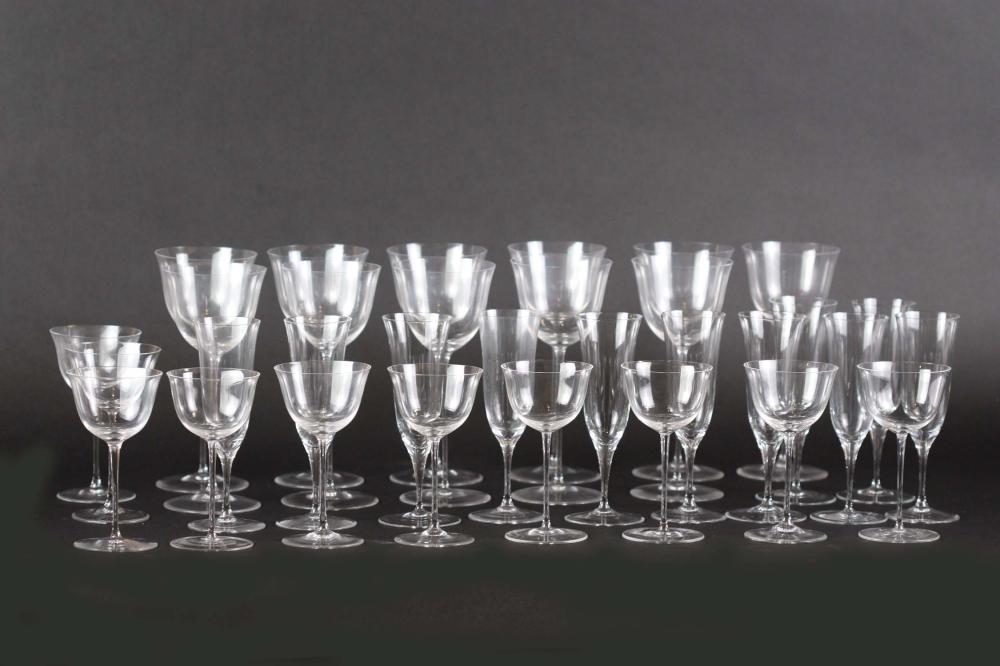 FRENCH BLOWN COLORLESS GLASS STEMWARE