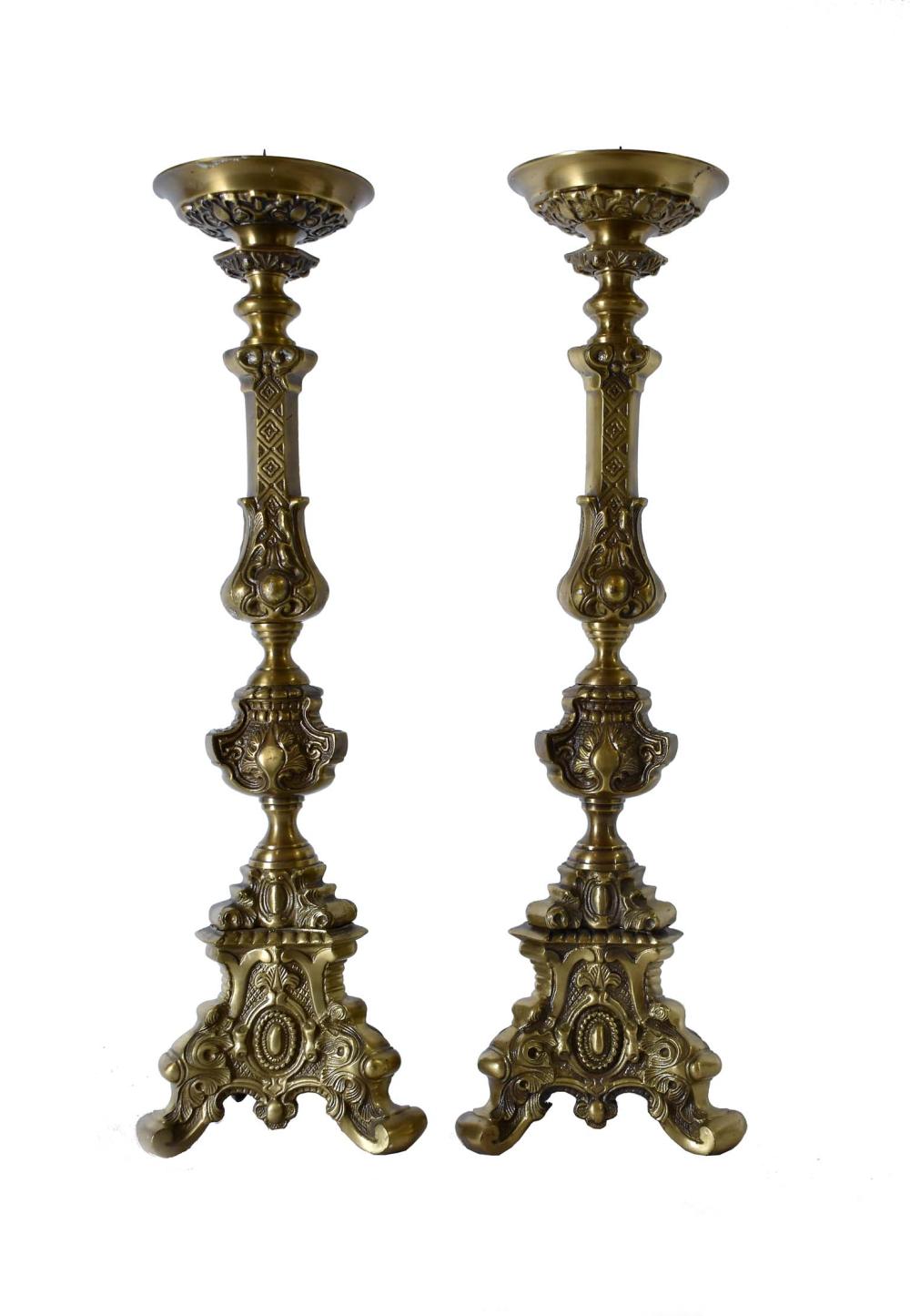 PAIR OF BAROQUE STYLE BRASS ALTAR 35389c