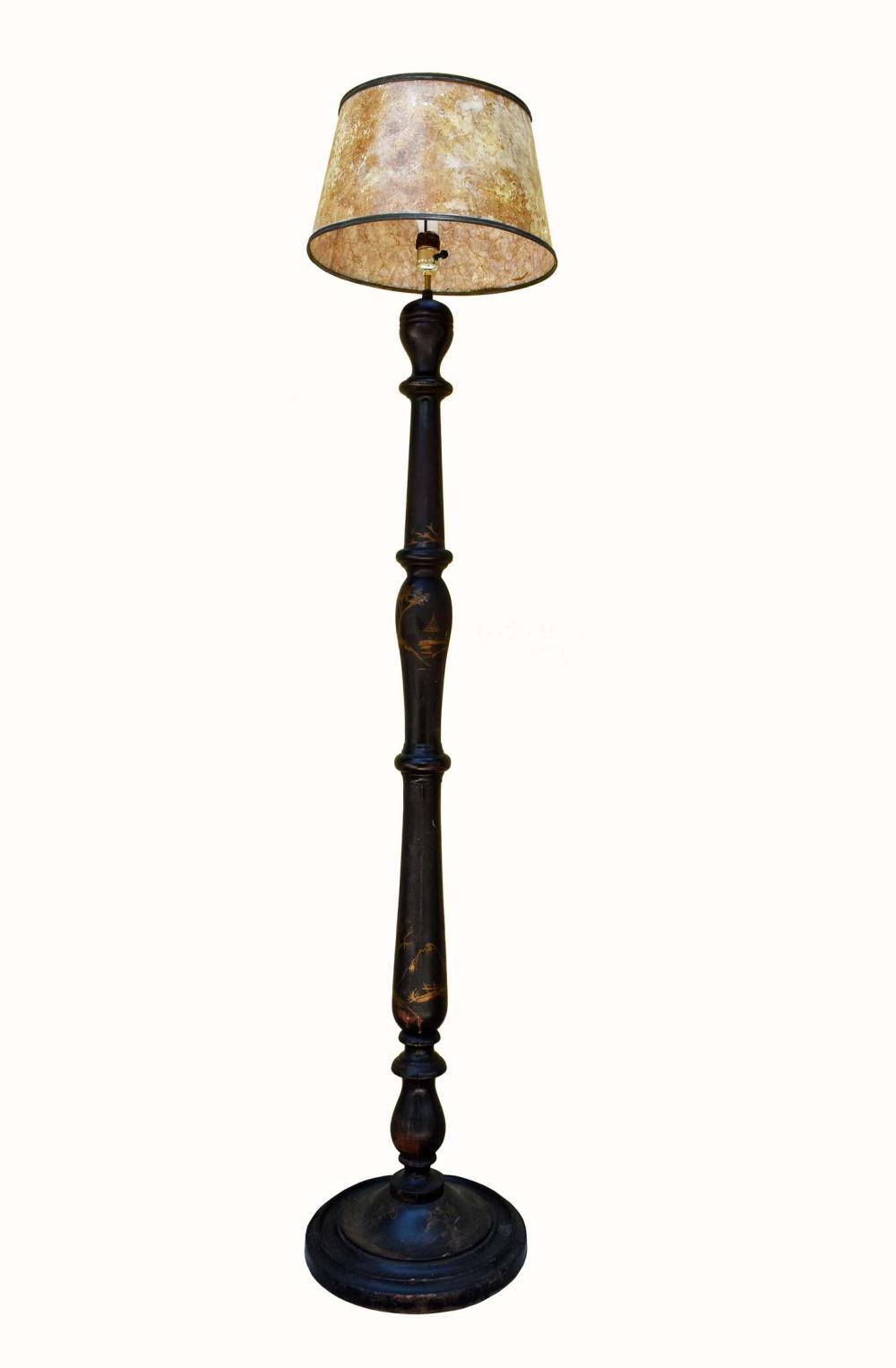 VICTORIAN BLACK LACQUER FLOOR LAMPCirca 3538ab