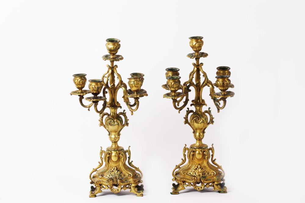 PAIR OF LOUIS XV STYLE GILT BRONZE