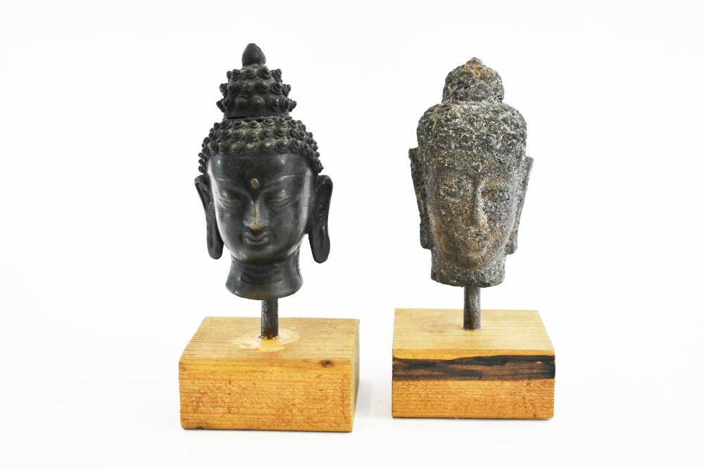 TWO SOUTHEAST ASIAN BUDDHA HEADSThe