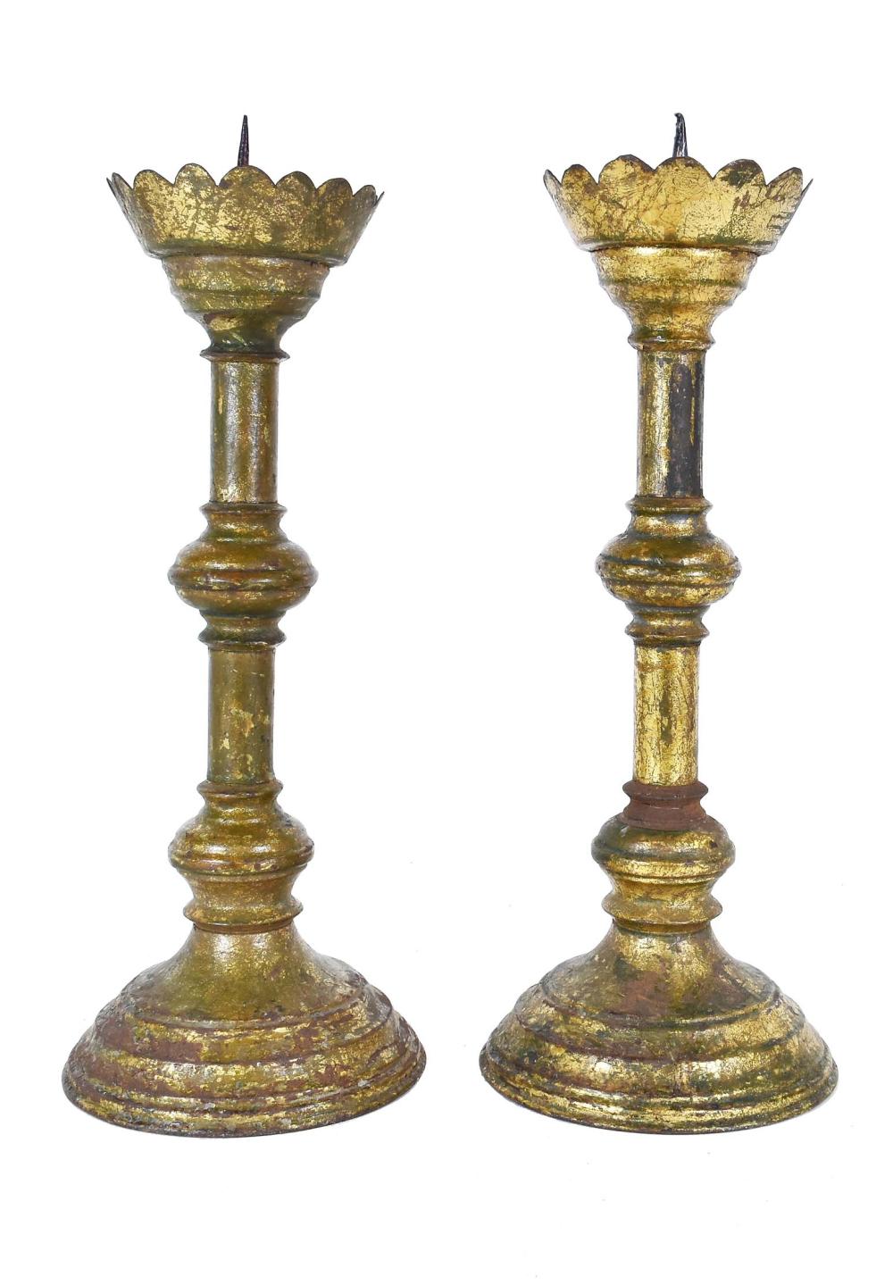 PAIR OF GILT METAL PRICKET STICKSLate 35390f