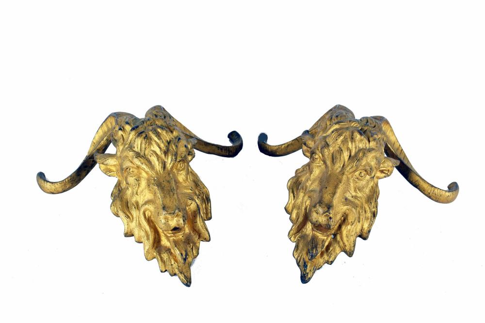 PAIR OF GILT BRONZE RAM S HEAD 353910