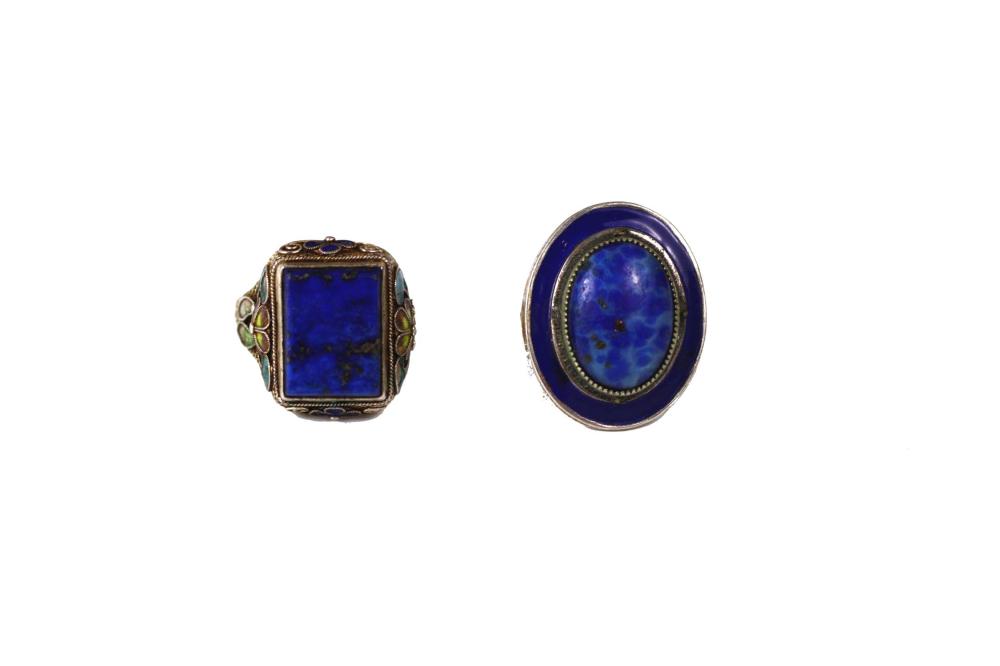 TWO SILVER AND LAPIS FASHION RINGSOne 353917