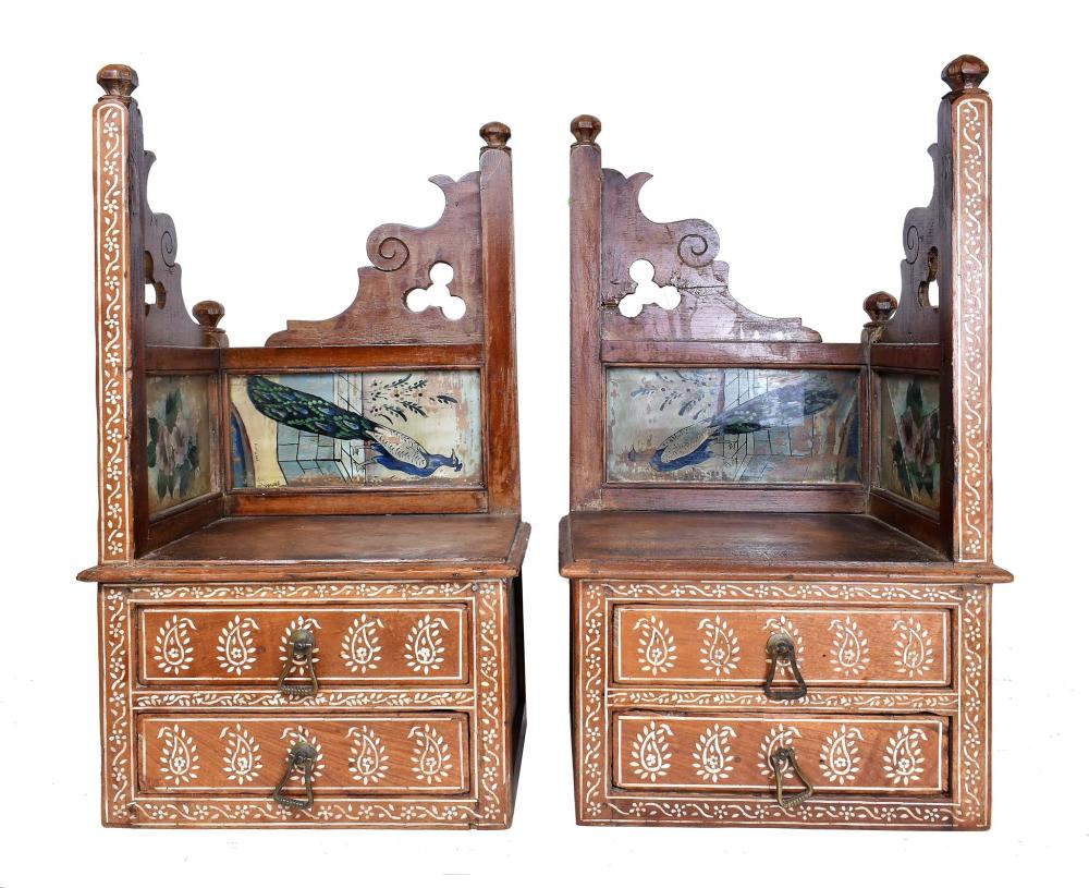 PAIR PAINTED INLAID WOOD HANGING 353925