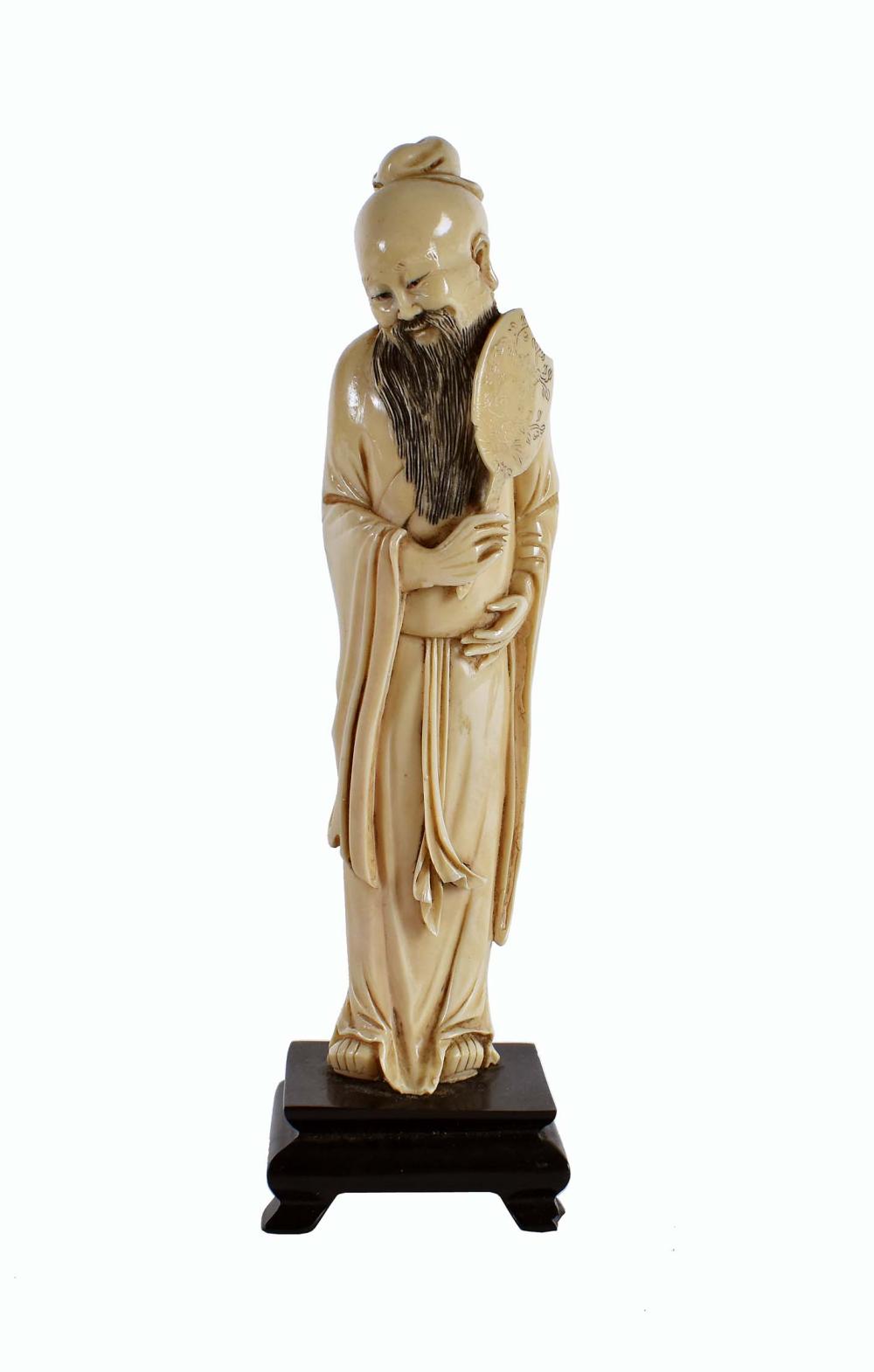 CHINESE CARVED FIGURE OF AN ELDERLY 35396b