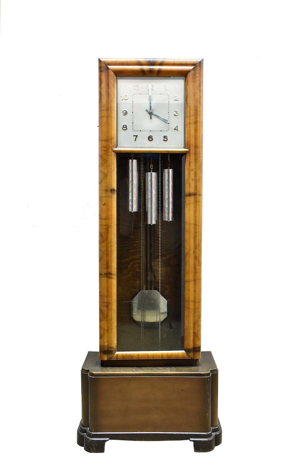 ART DECO WALNUT TALL CASE CLOCKCirca 3539d2