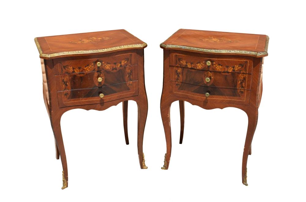 PAIR OF LOUIS XV STYLE INLAID TULIPWOOD 353a17