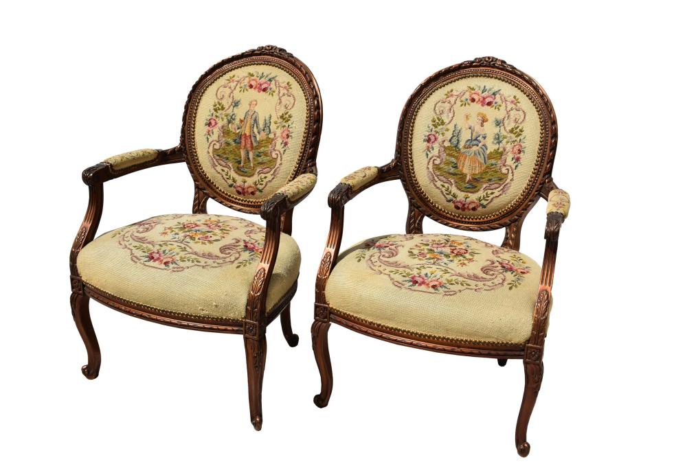 PAIR OF FRENCH NEEDLEPOINT UPHOLSTERED 353a1e