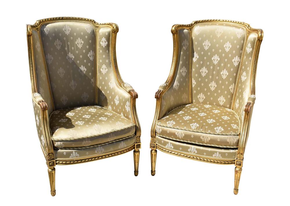 PAIR LOUIS XVI STYLE GILTWOOD BERGERE 353a4e