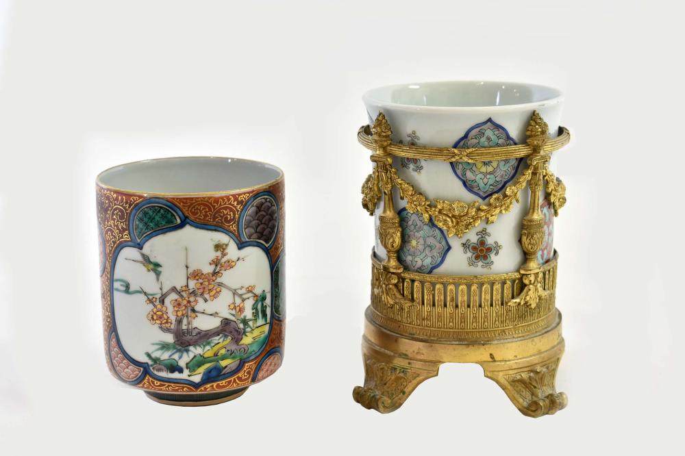 TWO JAPANESE POLYCHROME DECORATED PORCELAIN