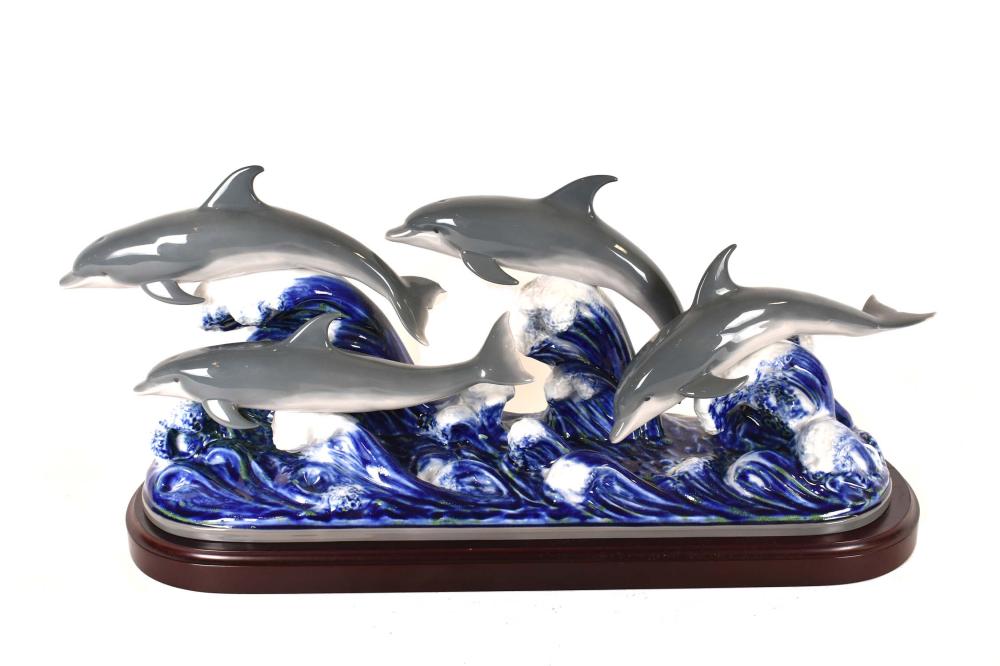 LLADRO PORCELAIN DOLPHIN GROUPMarked