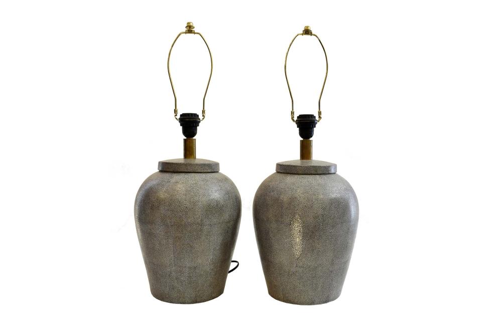 PAIR OF CONTEMPORARY FAUX SHAGREEN