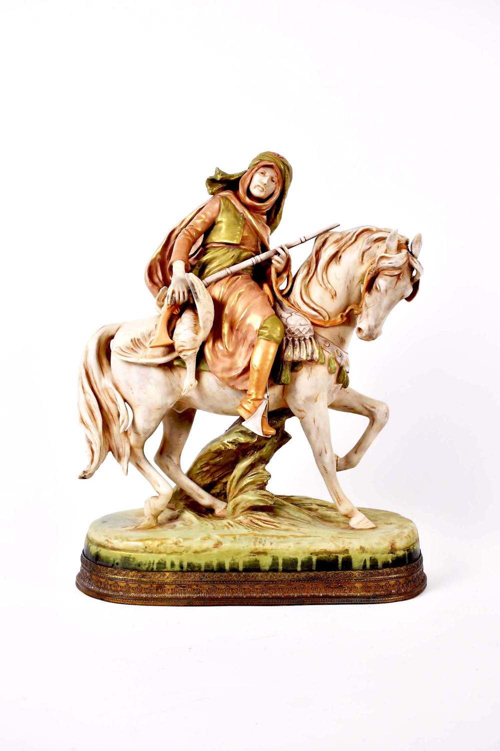 ROYAL DUX PORCELAIN ARAB ON HORSEBACKThe