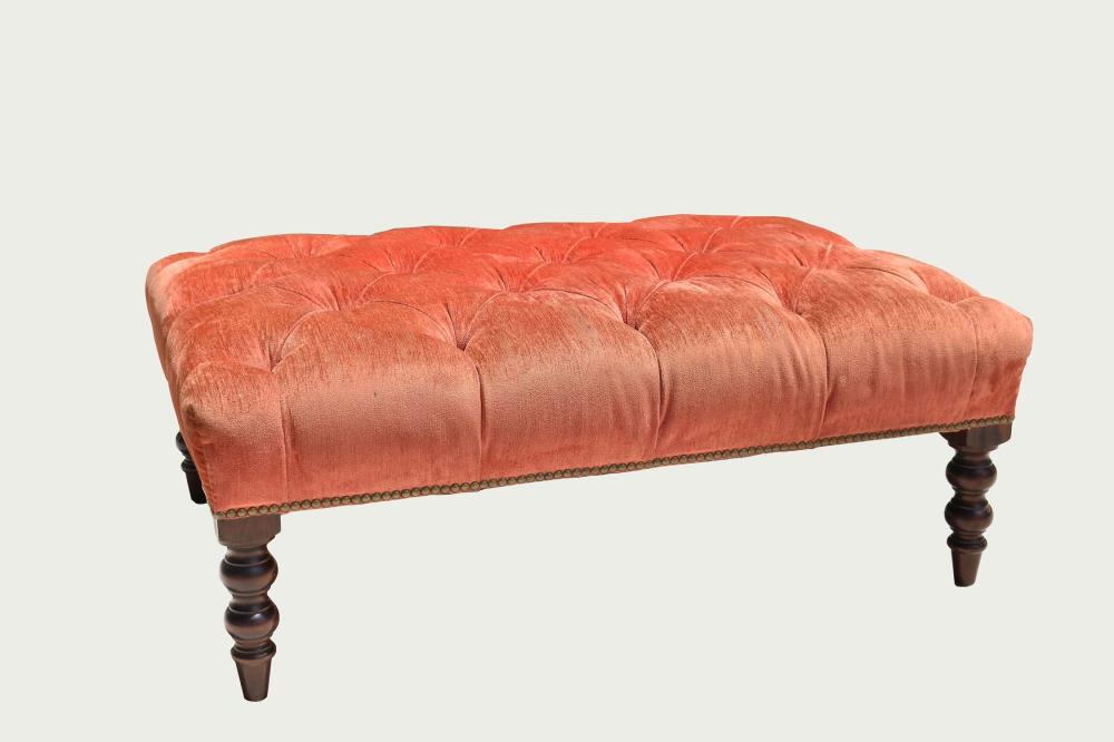 BUTTON-TUFTED UPHOLSTERED MAHOGANY