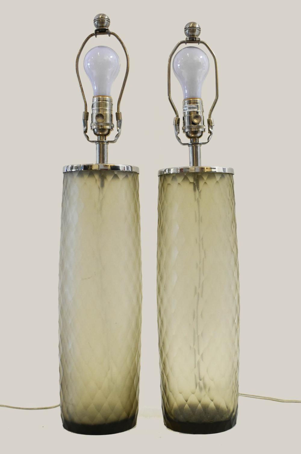 PAIR OF MODERN CYLINDRICAL GLASS 353bbb