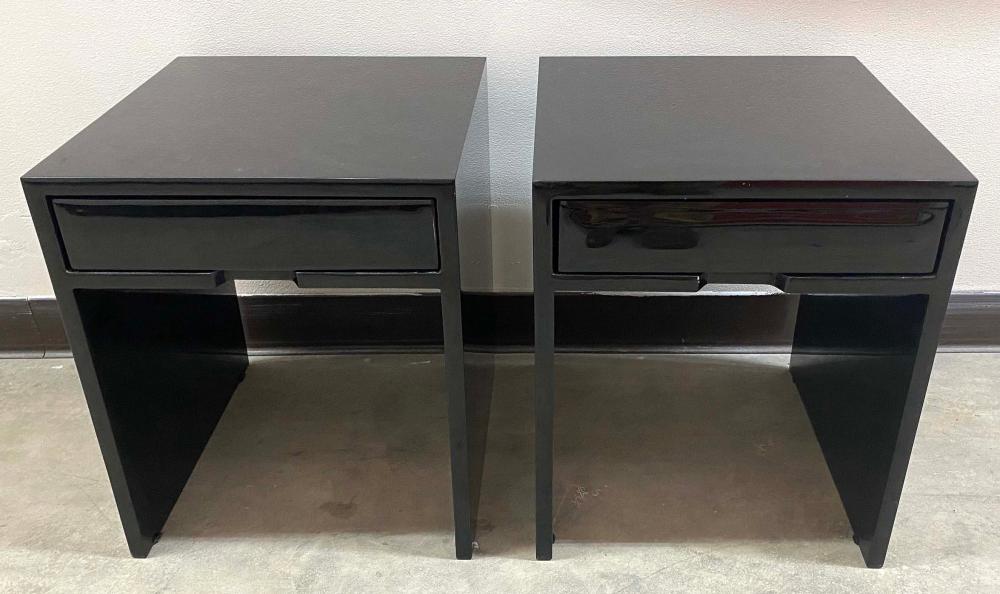 PAIR OF CONTEMPORARY BLACK LACQUER