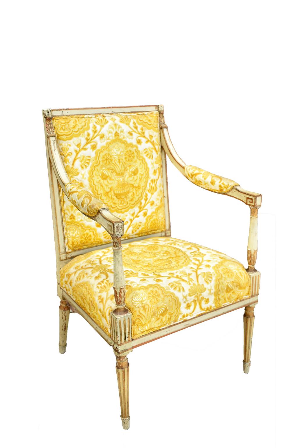 LOUIS XVI PAINTED FAUTEUIL A LA