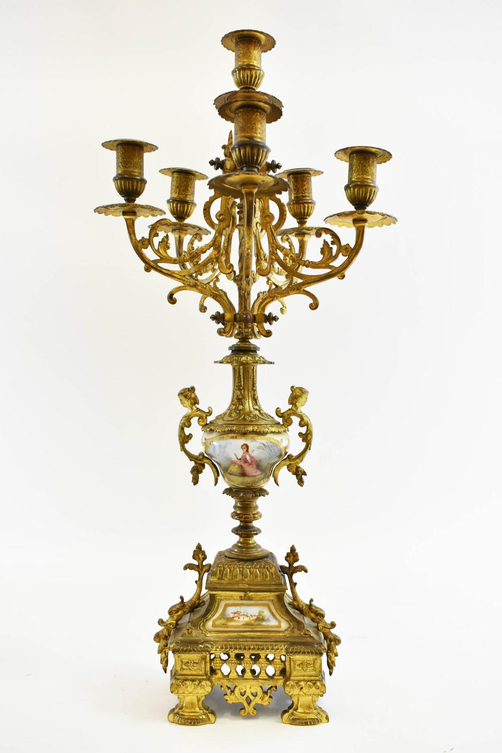 FRENCH PORCELAIN INSET GILT BRONZE