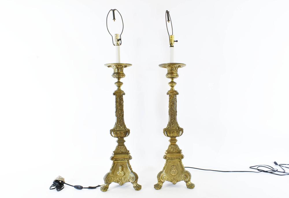 PAIR BRONZE BAROQUE STYLE TALL