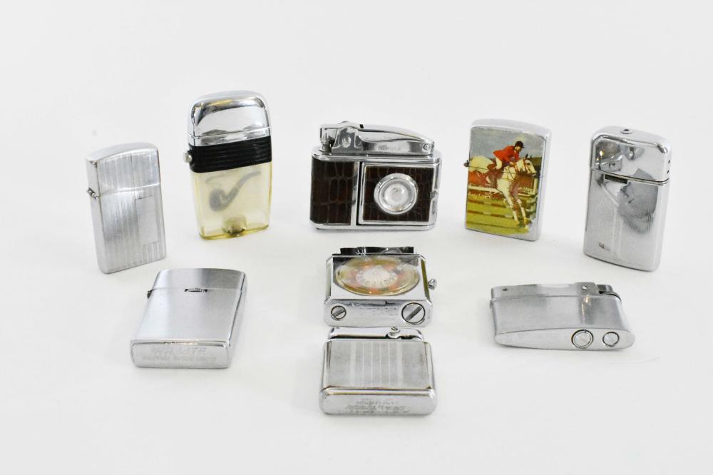 NINE VARIOUS VINTAGE CIGARETTE LIGHTERSIncluding: