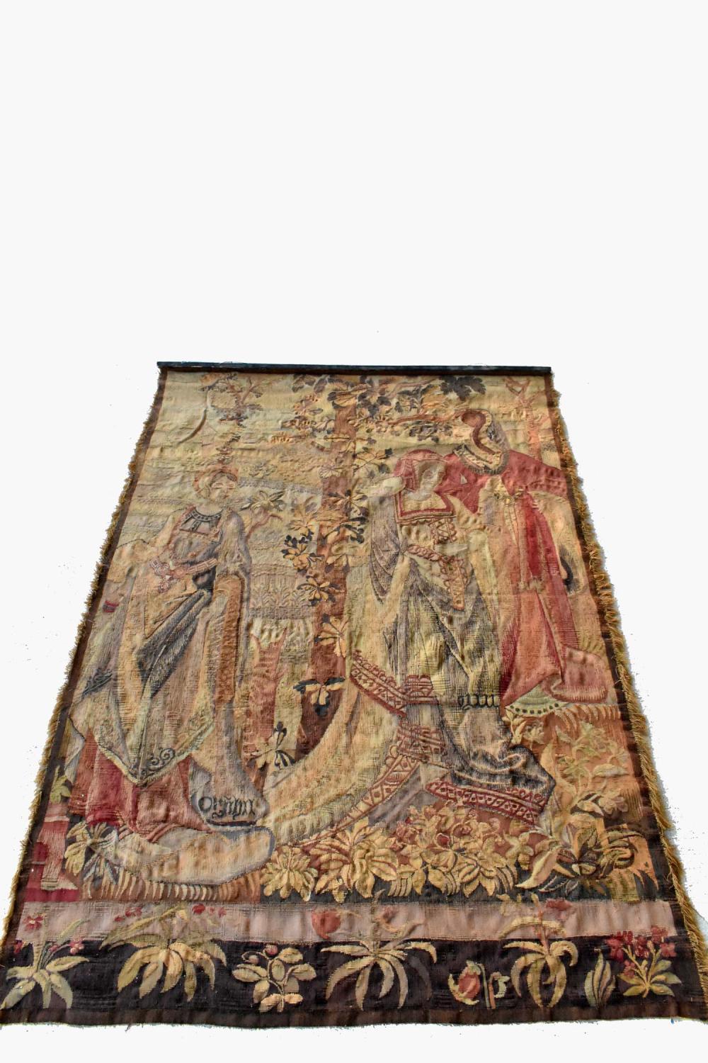GOTHIC STYLE WOVEN TAPESTRY PANEL19th 353cf0