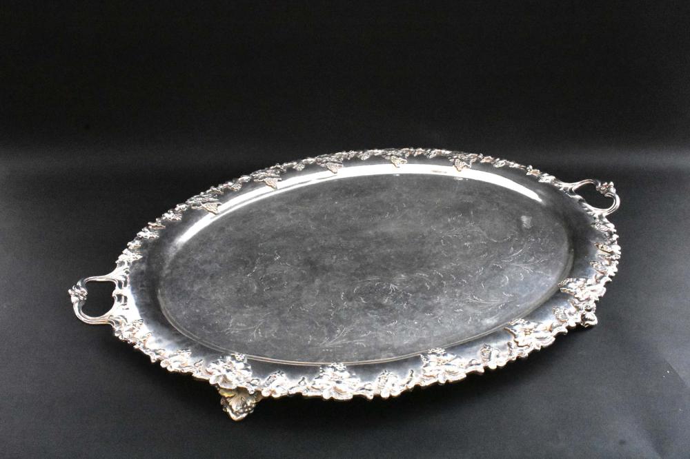 LARGE SILVER PLATE DOUBLE-HANDLED