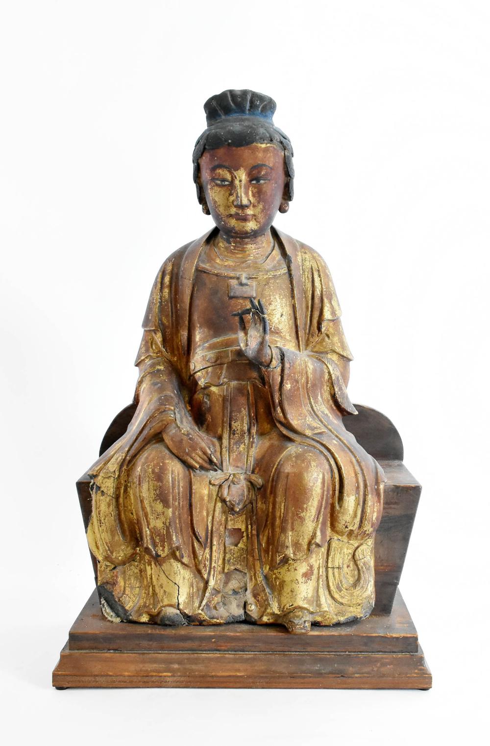 CHINESE GILT LACQUER SEATED BUDDHA17th 19th 353d14