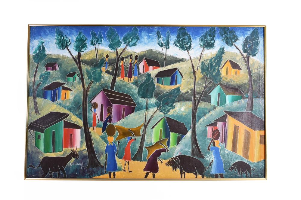 Y. LUNDY (HAITIAN. 20TH CENTURY)Village