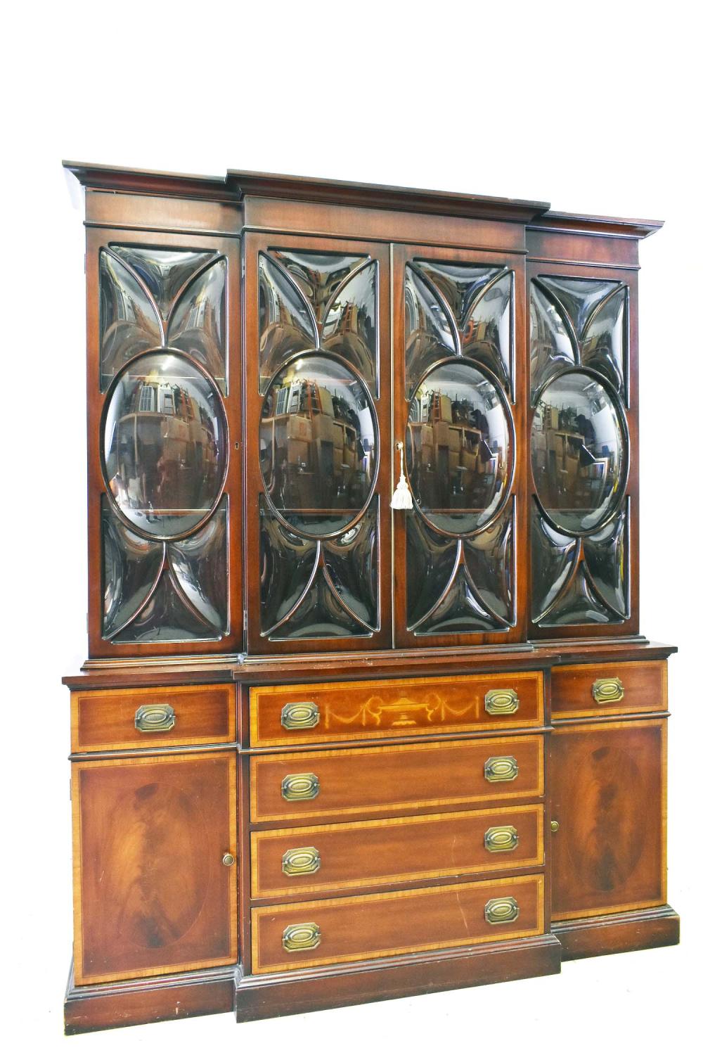 GEORGE III INLAID MAHOGANY BREAKFRONT 353d24