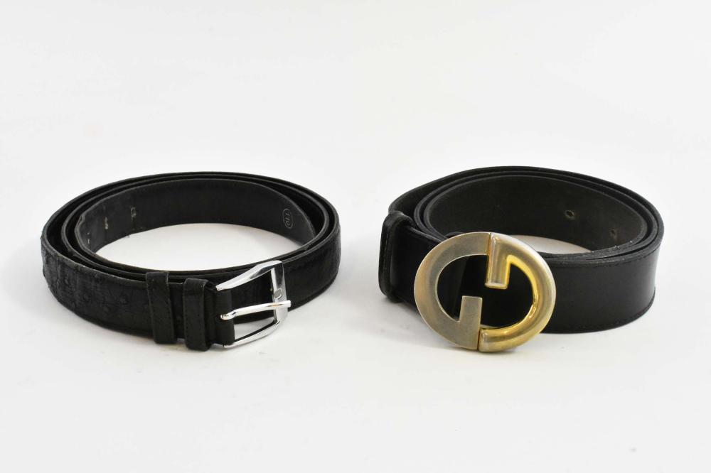 TWO GUCCI BLACK LEATHER GENTLEMEN’S