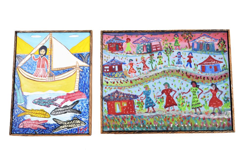 TWO HAITIAN SCHOOL PAINTINGS 20TH 353d81