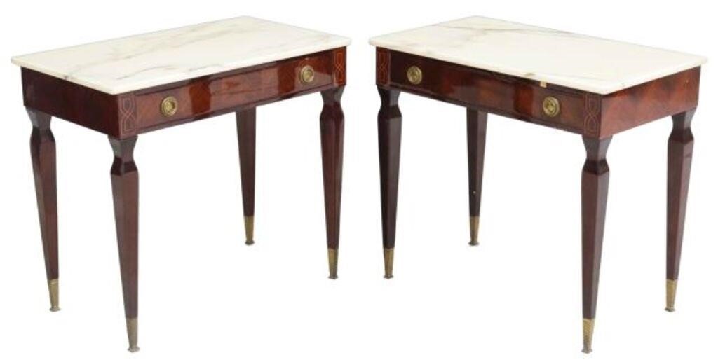 (2) MID-CENTURY MODERN MARBLE-TOP