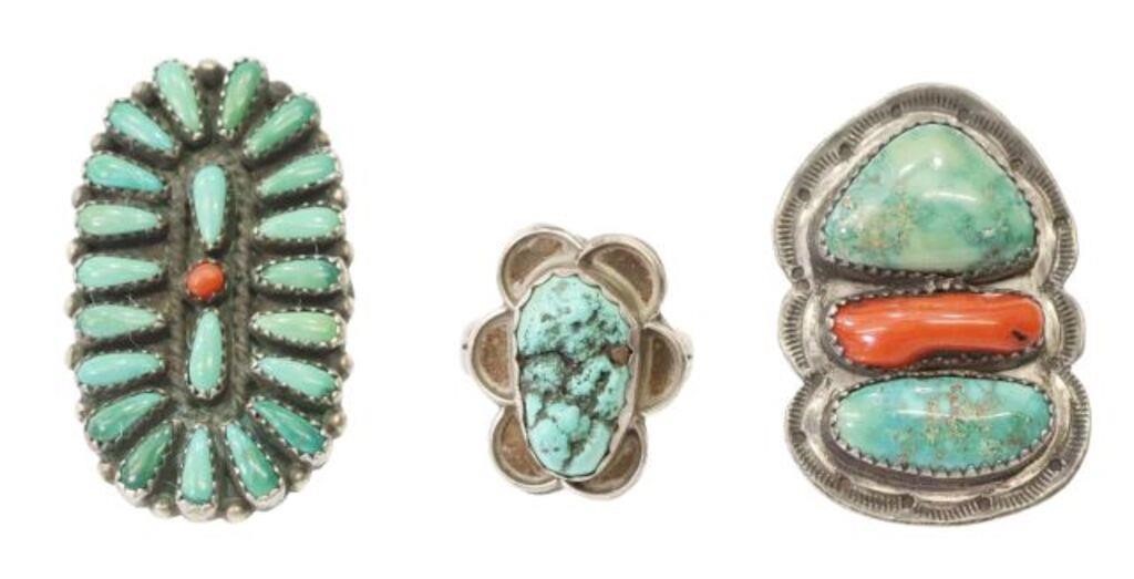 (3) NATIVE AMERICAN SILVER & TURQUOISE