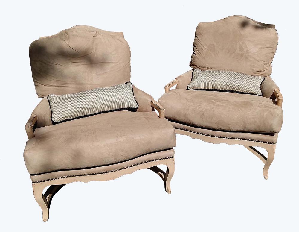 PR. FRENCH BLEACHED SUEDE-UPHOLSTERED