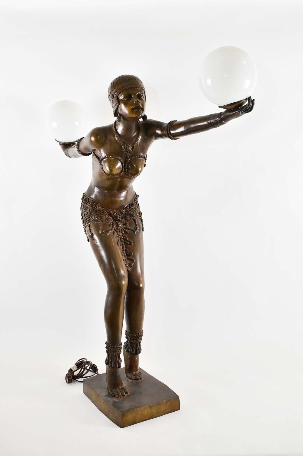 LARGE ART DECO STYLE BRONZE FIGURAL