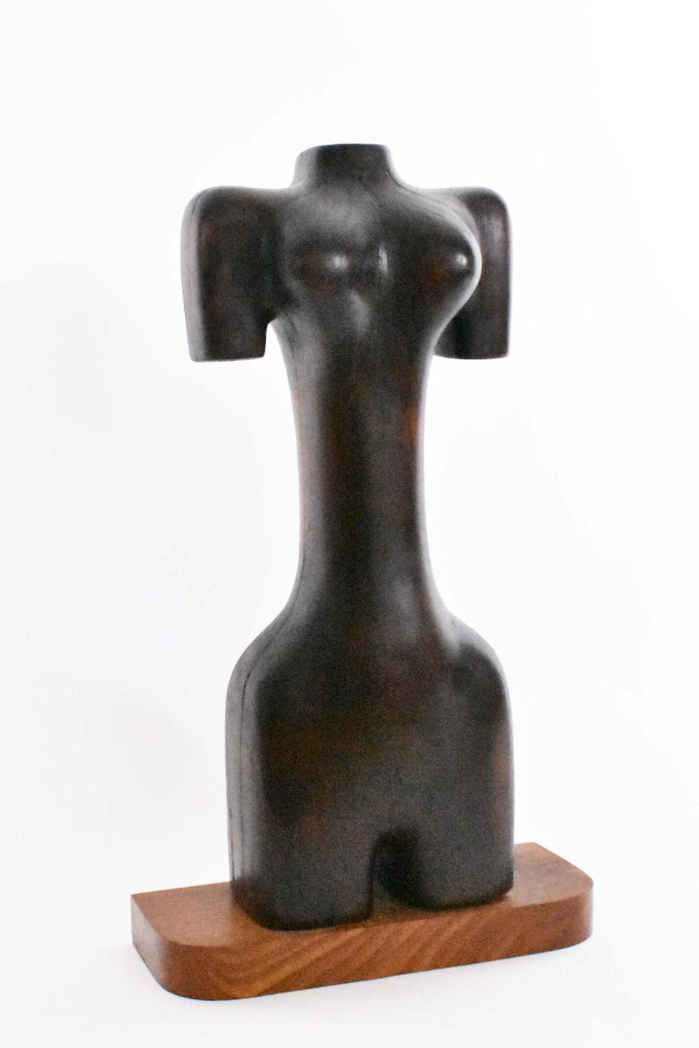 MODERNIST CARVED WOOD FEMALE TORSO 353ece