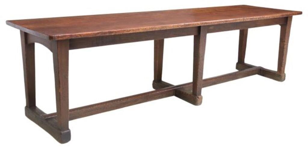 OAK THREE-PLANK TOP FARMHOUSE TABLE,