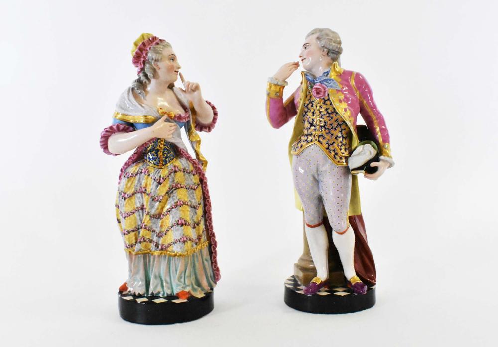 PAIR OF DRESDEN PAINTED PORCELAIN